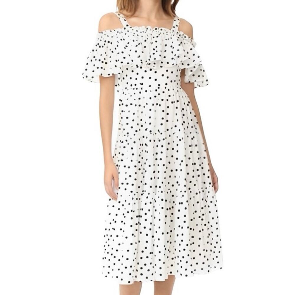 StyleKeepers Girl Next Door polka dot midi dress white polka dots M medium NEW
